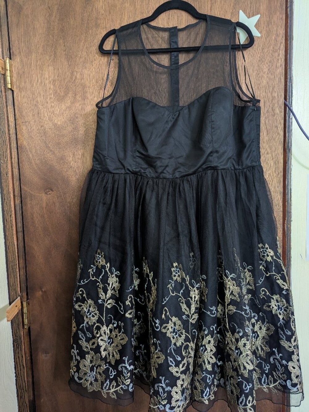 Geode black floral embroidered dress